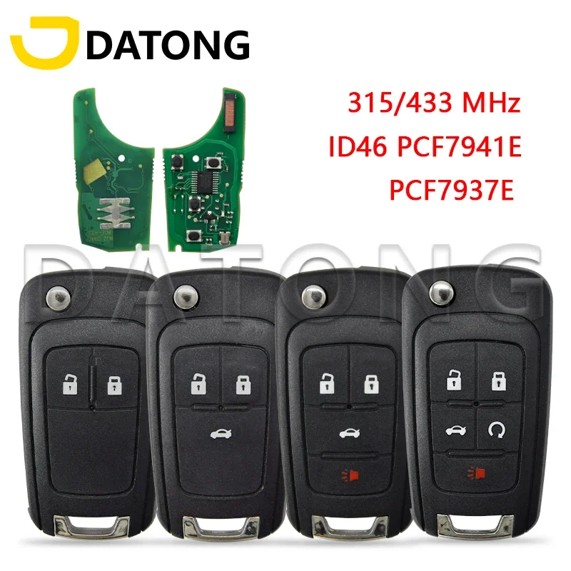 Datong World Car Remote Key For Chevrolet Aveo Cruze Epica Lova Camaro Impala Orlando 315/433MHz ID46 PCF7937E Replacement HU100