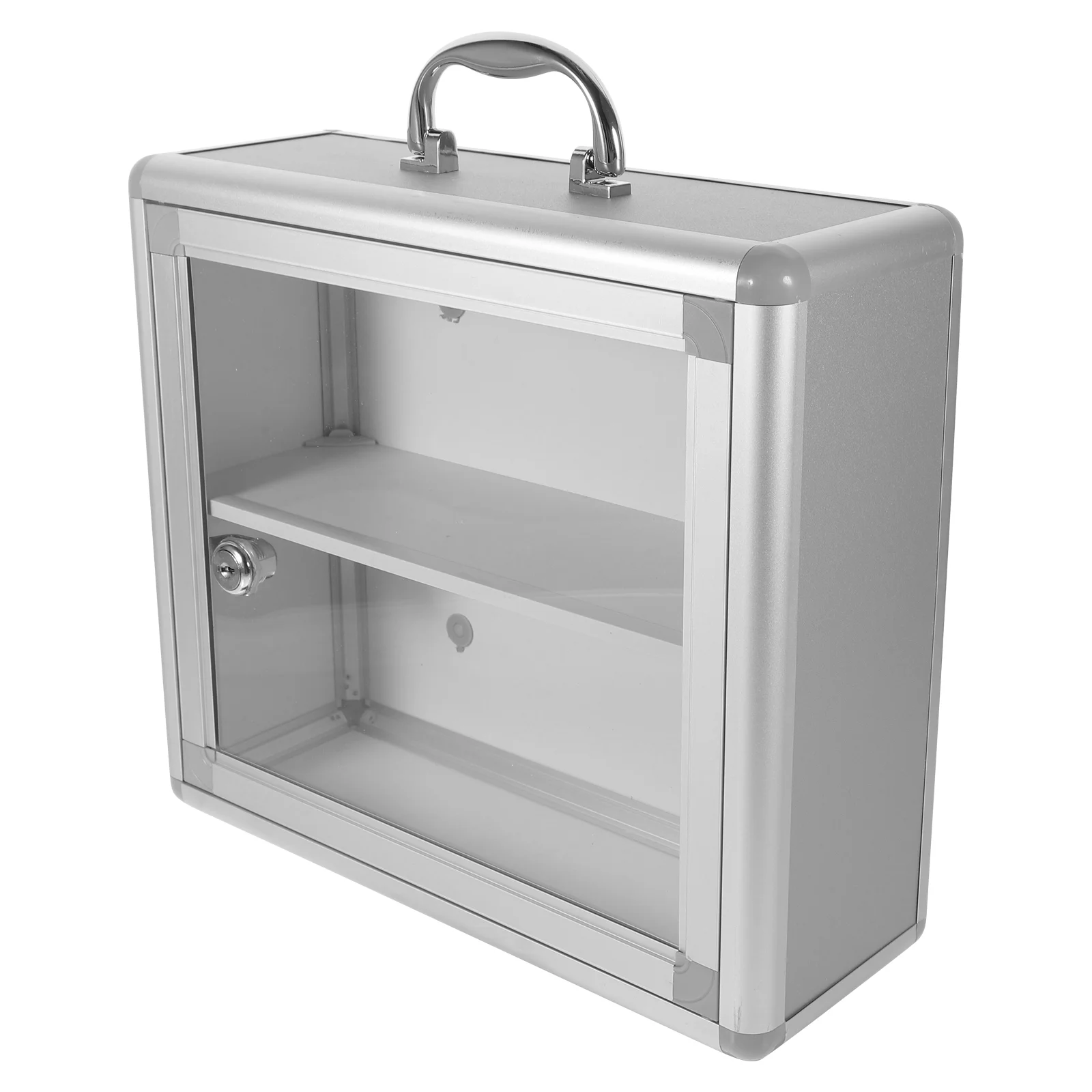 

Visible Locking Case Emergency Medicine Box Transparent Aluminum Alloy Box Wall-mounted Medicine Cabinet with Lock 30X26X11CM