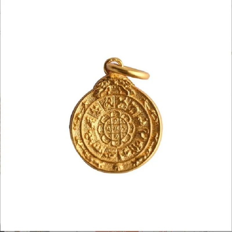 100% 925 Silver Buddhist Klachakra Symbol Amulet Tibetan Nine Direction Eight Symbols Charm