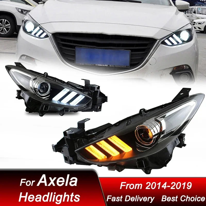 

Pop Car Headlights For Mazda 3 Alexa 2014-2019 Mustang Style Headlamp Assembly Upgrade High Configure Projector Lens Accessories