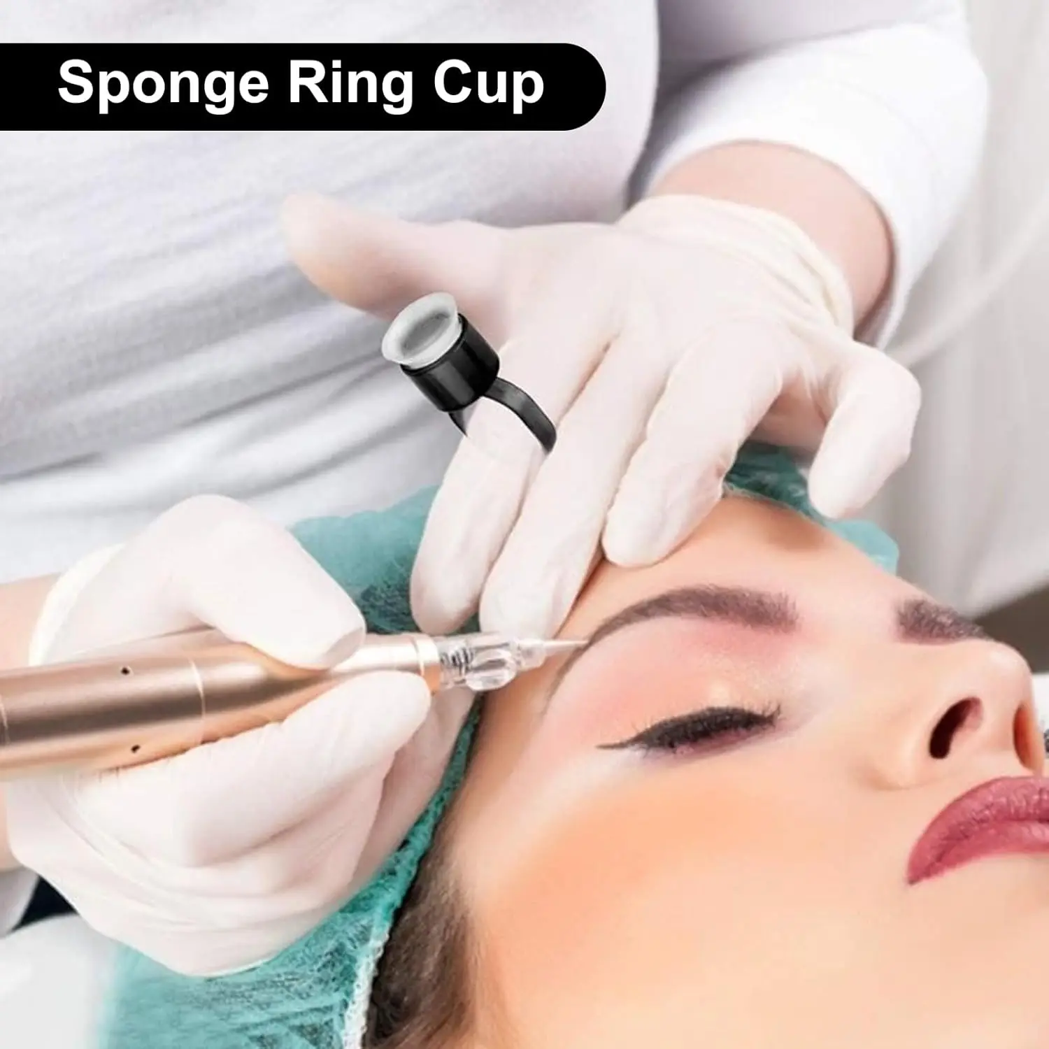 Tattoo Ink Ring Cups Microblading Pigment Glue Rings with Sponge Ink Cups Caps Permanent Makeup Tattoo Eyelash  Extensions Cups