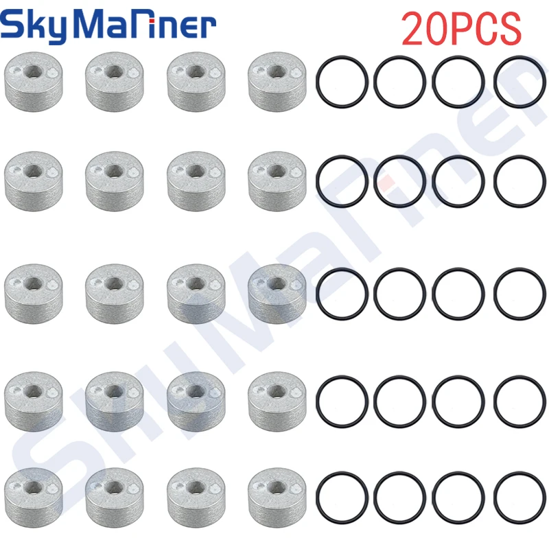 20 Pcs 55321-87J00 Anode with O-Ring 09280-22019 for Suzuki Marine 4 Stroke 6-300 HP Outboard Motor Replaces 55321-87J01