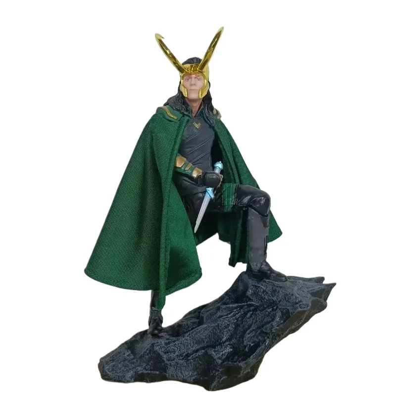 

25cm Movie Peripherals Avengers Thor 3 Gods Twilight Evil God Loki 1/10 Statue Cloak Fabric Model Handmade Ornament Gift