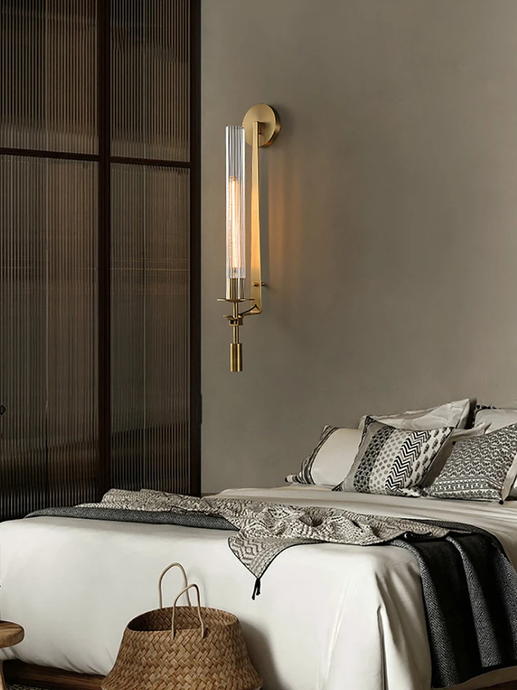 Sconces Brass Wall Lamps Indoor LED Walkway Lustre Interior Wall Lights for Bedroom Bedside Home Dining Room Decor