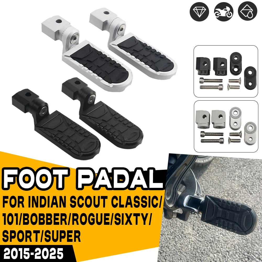 

For Indian Scout 101 Sixty Classic Bobber Twenty Rogue Front Foot Controls Foot Pegs Motorcycle Foot Rests Pedal Rider Footpegs