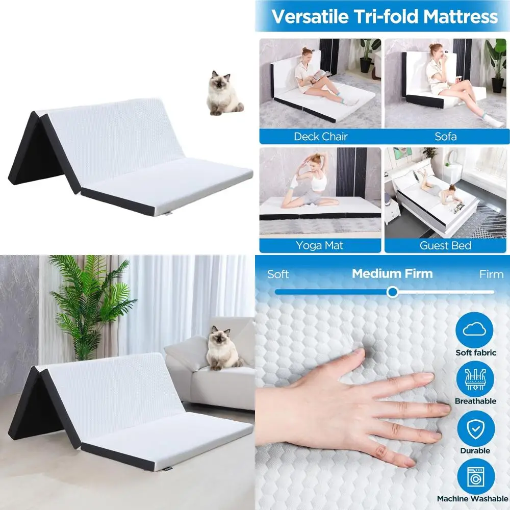 

3-Inch Washable Cover Memory Foam Mattress Topper for Dorms, Camping, or Floor Beds, 75x25x3