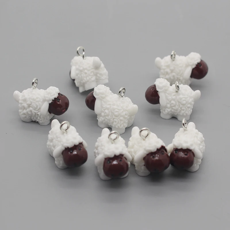 10pcs/pack Kawaii White Small Sheep Resin Charms Diy Animal Pendants For Earring Bracelet Necklace Pendant Jewelry Accessory