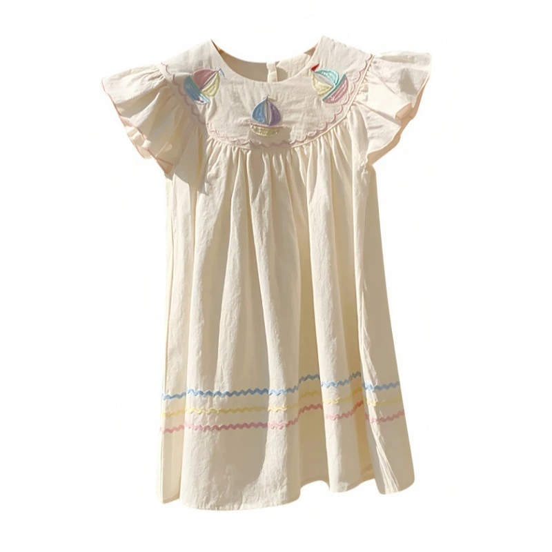 Fashionable Children's Casual Dress Student Performance Dance Dress Princess Navy Style Dress Kids Fashionable Versatile Dress