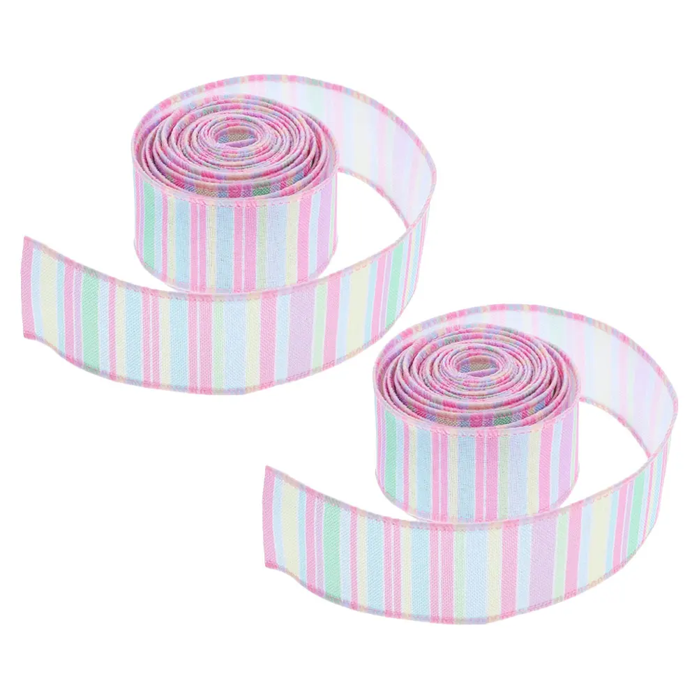 

2 Rolls 50mm Wide Easter Ribbon Wired Edge Decorative Satin For Gifts Wrapping Flower Bouquets DIY Crafts Packaging Supplies