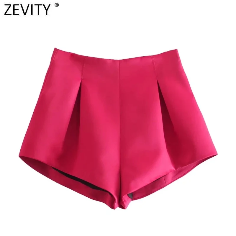 

ZEVITY New Women High Street Pleats Design Bermuda Shorts Lady Zipper Fly Hot Shorts Chic Pantalone Cortos P1265