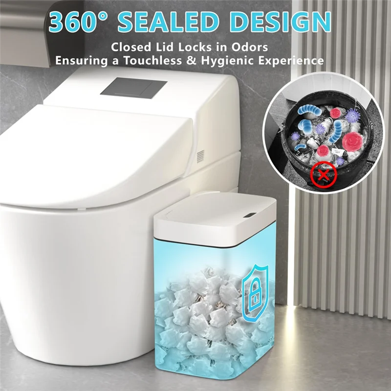 AY03-2PCS мусорный бак для ванной комнаты с крышкой, умный автоматический бесконтактный мусорный бак, тонкий датчик движения, водонепроницаемый мусорный бак Pp