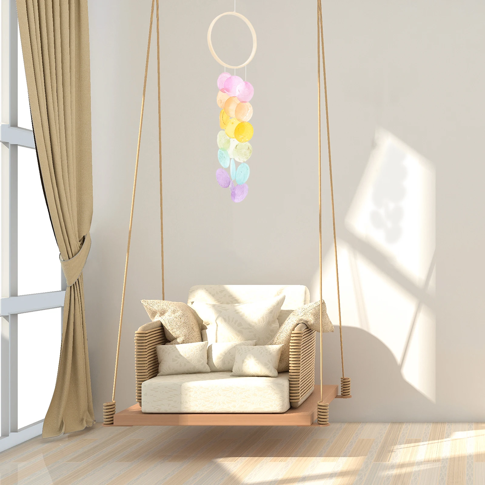 

1pc Wooden Shell Wind Chimes Decor Durable Natural Materials Strong Strings Quality Shells Versatile Gift