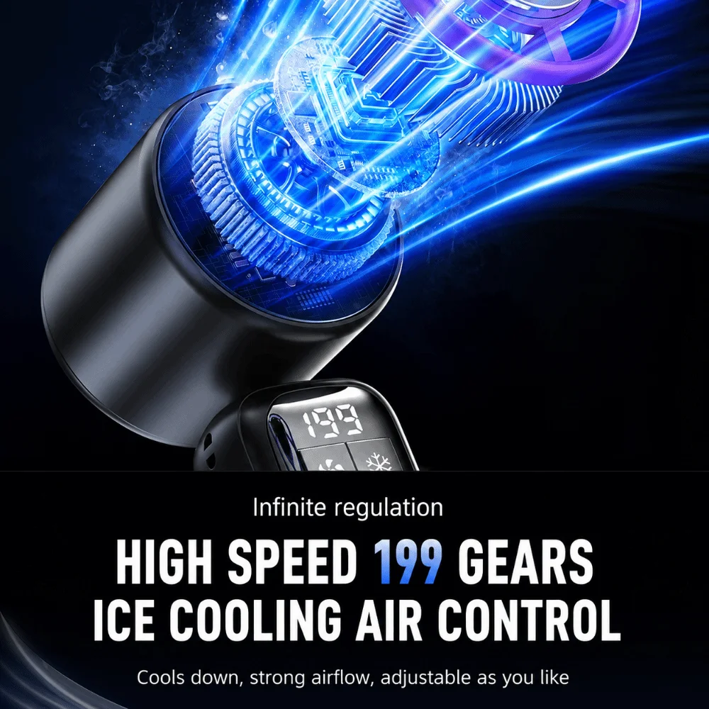 199 High Speed Handheld Fan Cooling Ice Cooler USB Rechargeable Cooling Fan Brushless Motor Silent Jet Fan