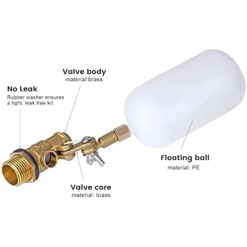 Self-closing water filled float valve Portable Aquarium water float valve 1/2 inch float valve for pond float valves