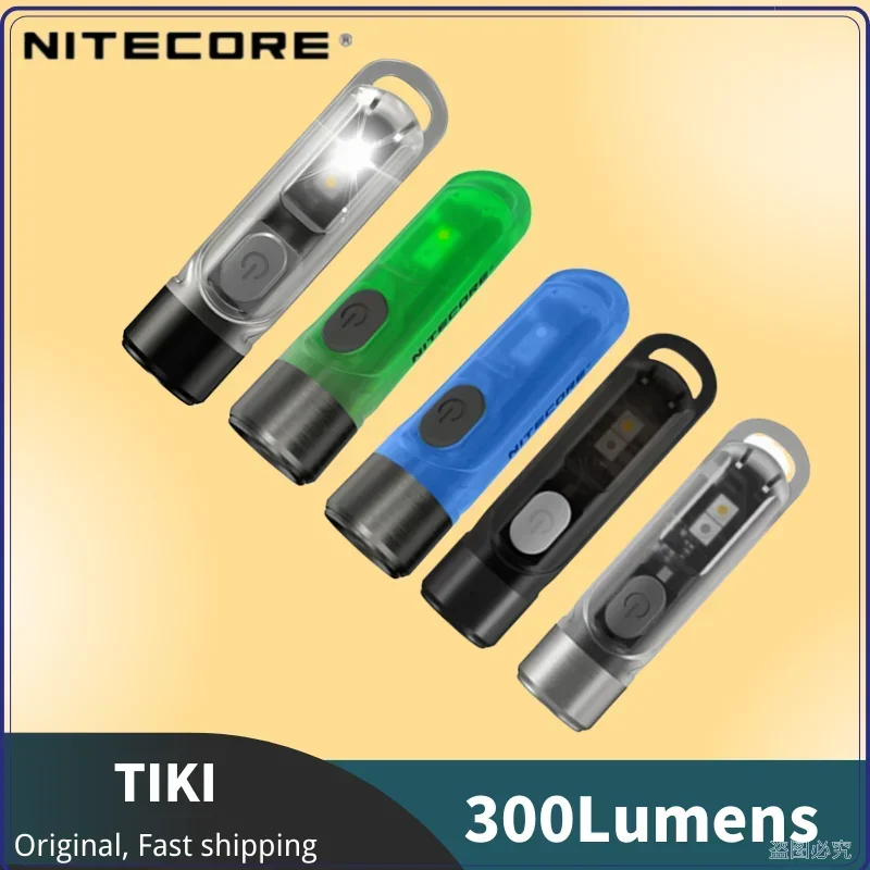 NITECORE TIpastel Porte-clés Lumière 300Lumens USB-C Rechargeable Batterie spatirée Super Lumineux EDC Mini Lampe de Poche LED