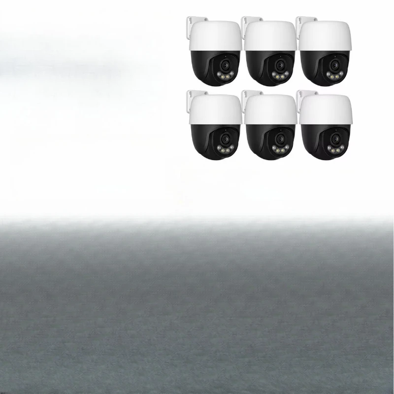 4K H.265 PoE NVR security system, six 8MP CMOS PTZ cameras, automatic tracking, two-way audio