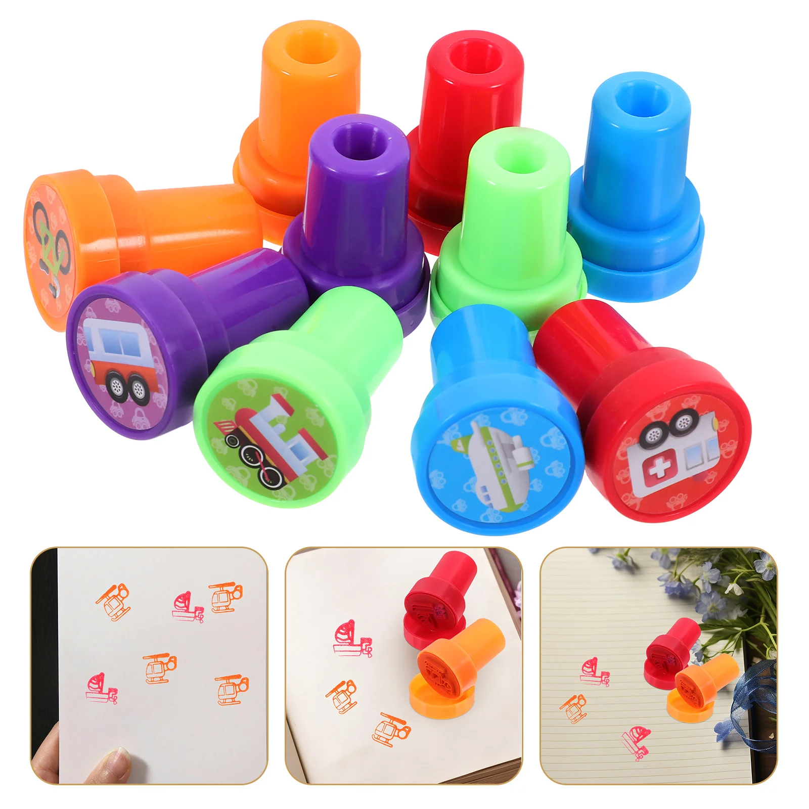 10 Pcs Transportation Stamp Golf Ball Diary Plastic DIY Stamps for Kids Stampers Journaling Toddler