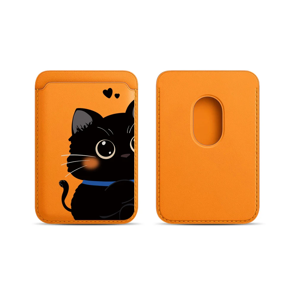 Elegante Katzen-Paar-Leder-Kartenhalter-Handyhülle für Magnetische Hüllen, Geeignet für alle iPhone Magsafe Karten-Handy-Rückseiten-Taschen – Detail 10