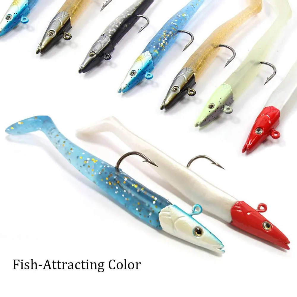 5er-Set Leuchtende Crazy Fish Soft Jigköpfe 10g 11cm Schwing-Swimbait T-Tail Köder für Weitwurf-Meeresangeln – Gewichts-Köder-Kit – Detail 5
