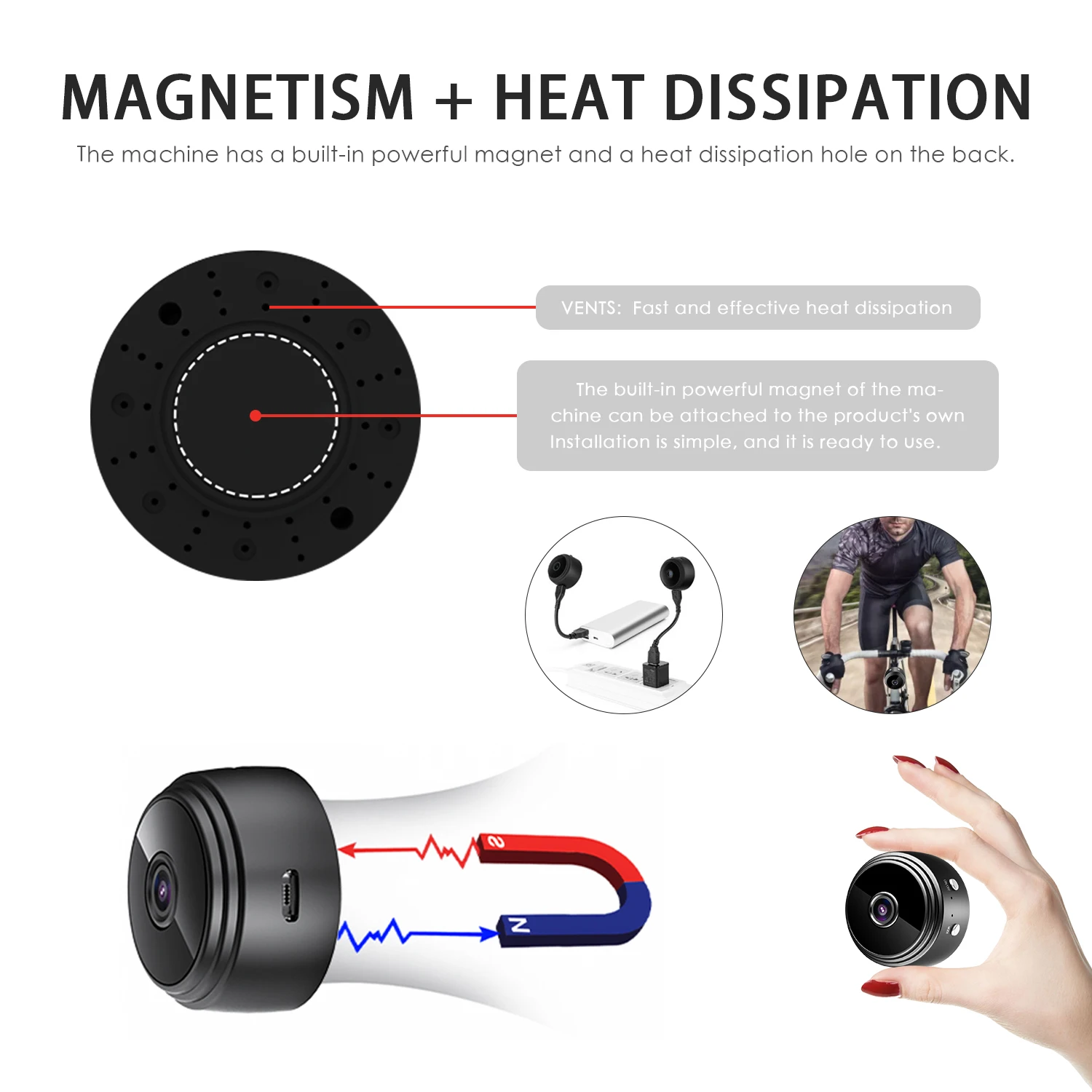 Mini Câmera de Vigilância IP Sem Fio, Smart Home Security, Visão Noturna, Filmadora Magnética, WiFi, 720P