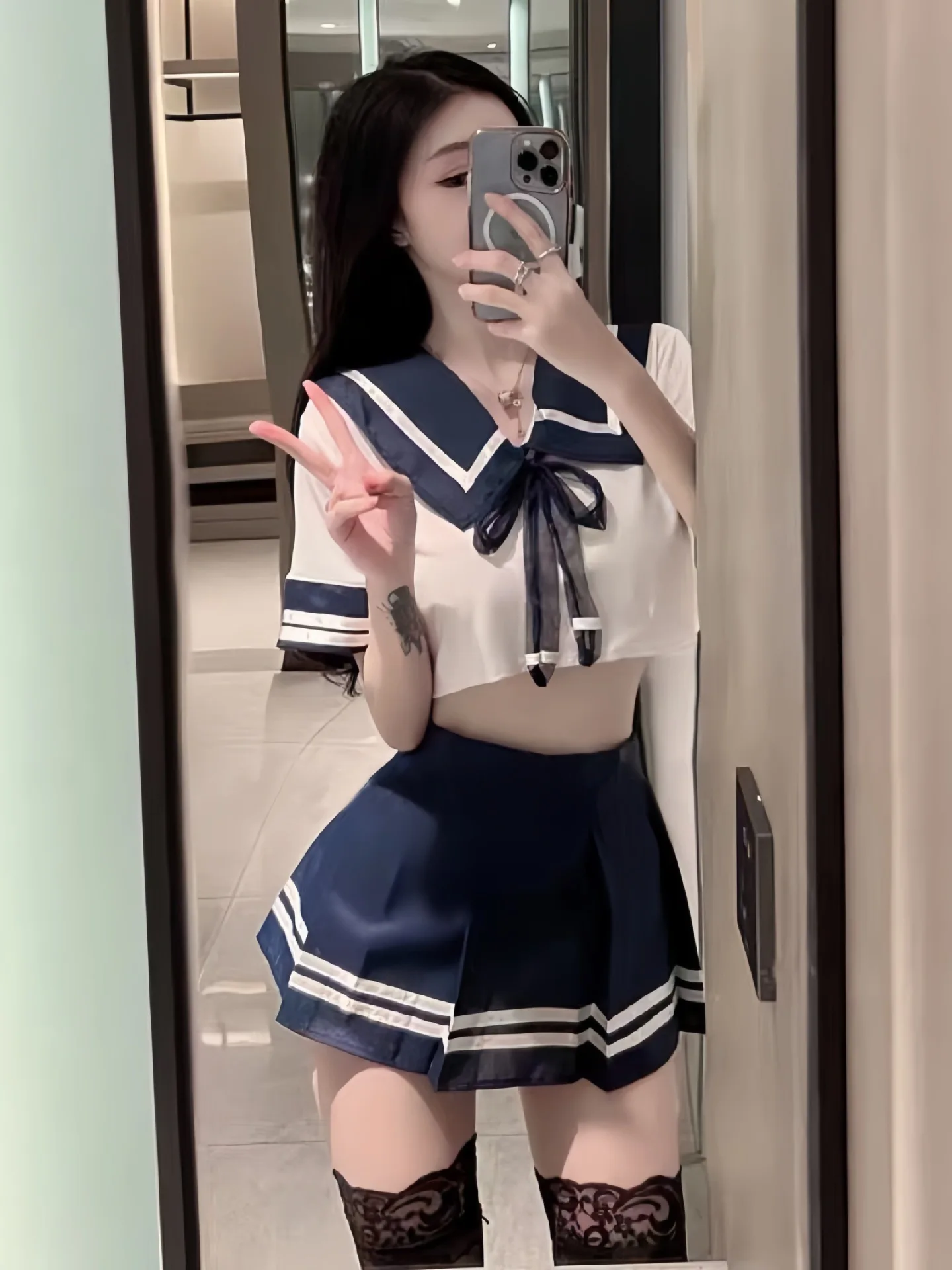 عاطفي مثير الملابس الداخلية الساخن طالب ناضجة سحر أنيقة لطيف الجوف خارج مجموعة Jk موحدة مغر تنورة استفزازية مجموعة W5Y2