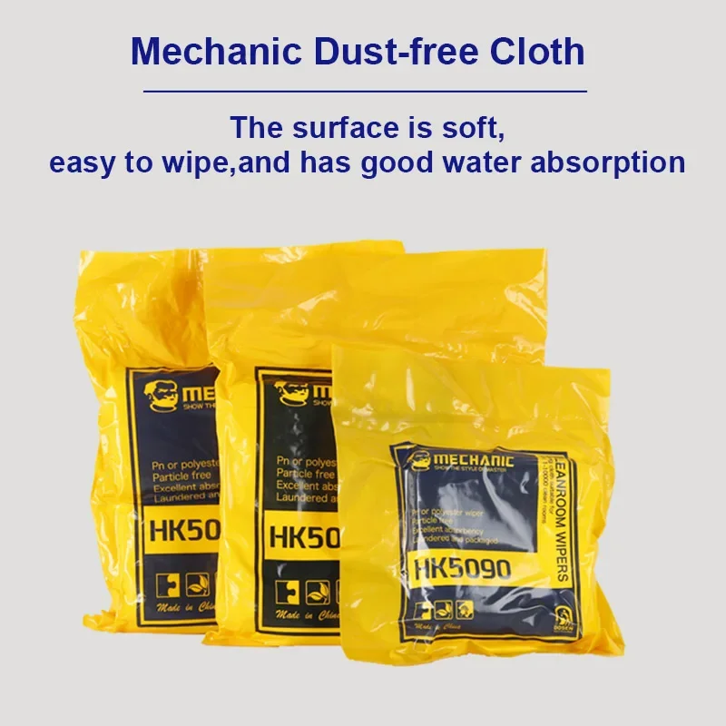 MECHANIC HK5090 Dust Free Cloth 4 inch 10*10cm Super Soft LCD Screen Cleanroom Wiper for Mobile Phone Pad Tablet Camera Cleaning