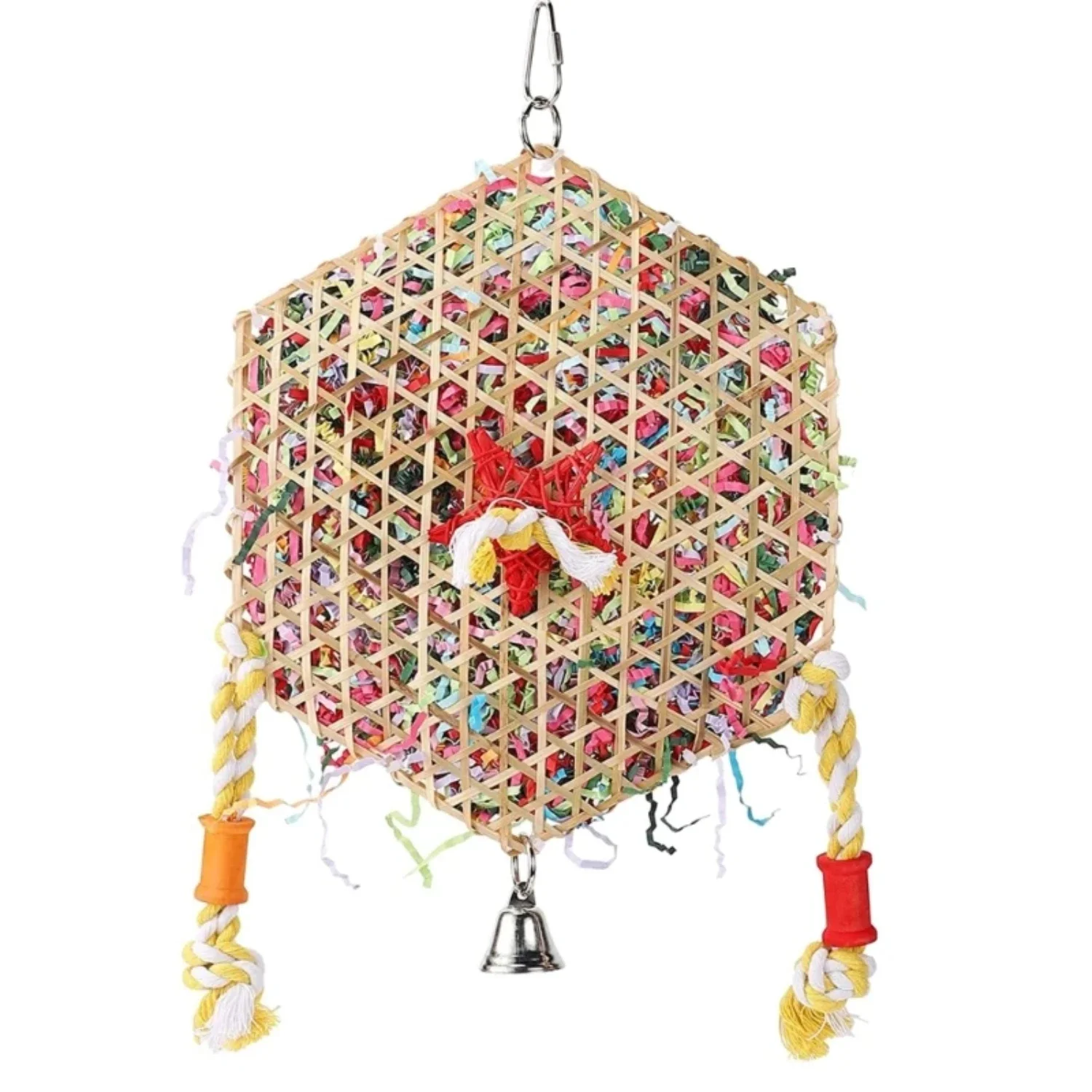 

Colorful and vibrant hanging small rattan bird chew toy - Interactive and durable parrots toy for grinding teeth and entertainme