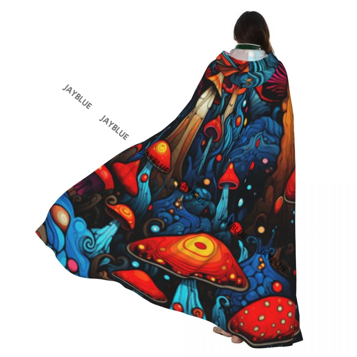 

Плащ для взрослых, накидка с капюшоном, красочные психоделические грибы, Groovy Art, средневековый костюм, ведьма, Викка, вампир, эльф, Пурим, карнавальная вечеринка