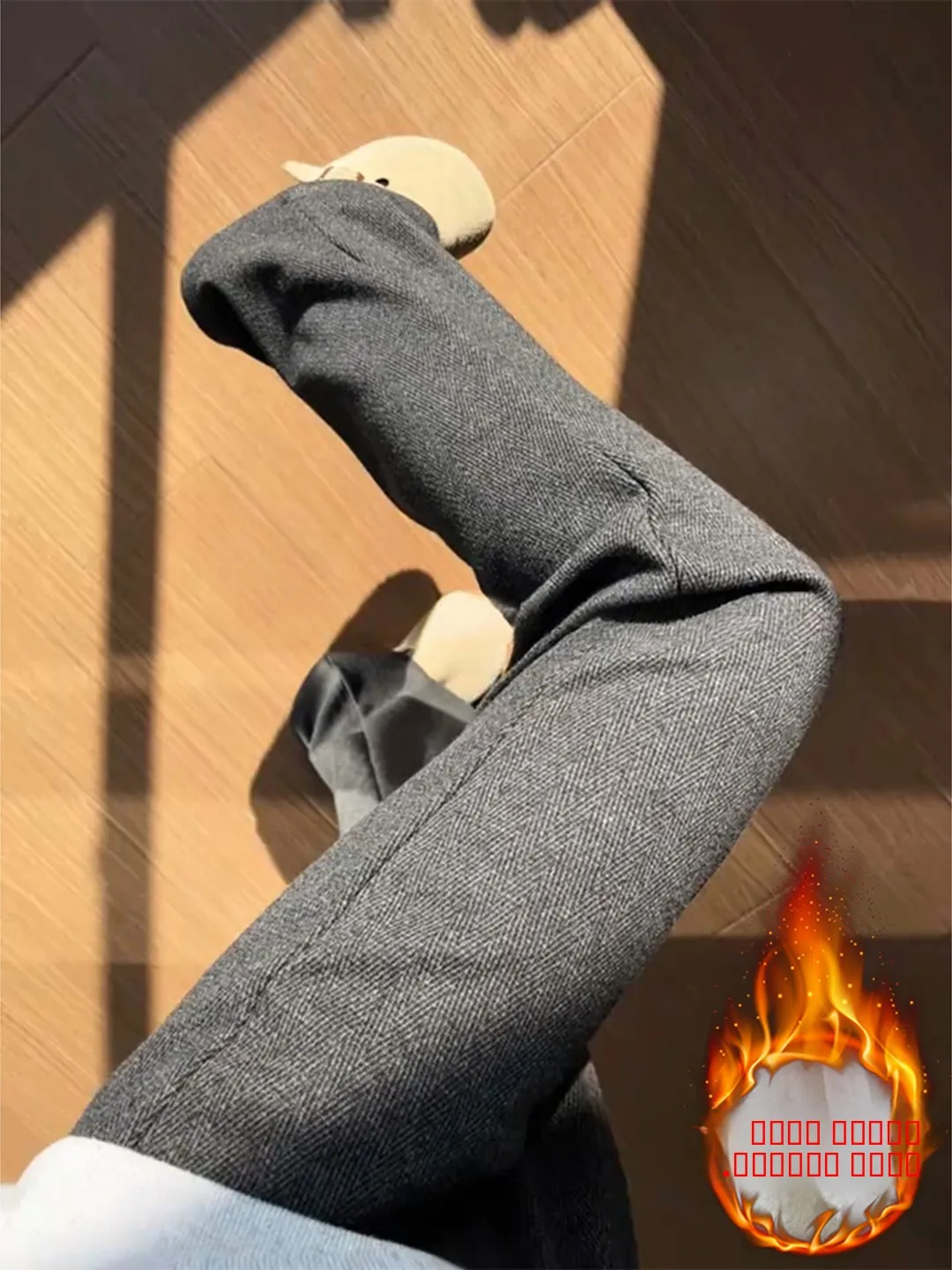 

Мужские повседневные брюки Deep ey Tweed с широкими штанинами, прямым кроем, на флисовой подкладке, утепленные, зимние, текстурированные, CleanFit, комфортные, свободного кроя