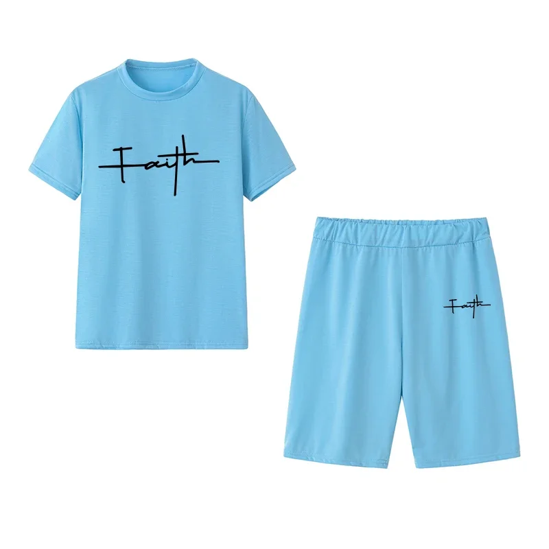 

Hot Sales Clothing Casual Two Piece Fashion Women Short Sleeve Daily Summer Shorts T-Shirt O-Neck Matching Set Women's Tracksuit