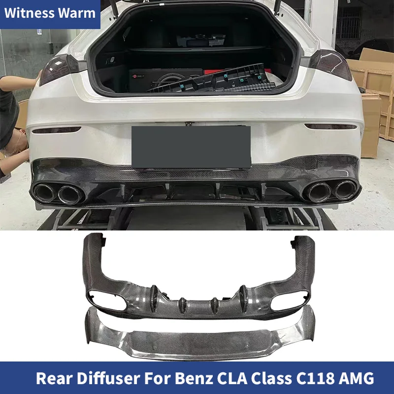 Diffuseur de pare-chocs arrière en fibre de carbone forgée pour Mercedes Benz Classe CLA C118 CLA45 CLA35 AMG, lèvre de spoiler arrière 2020+