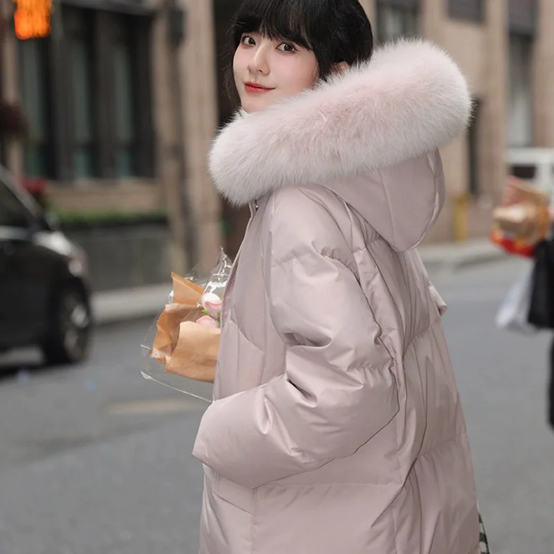 90 بطة بيضاء أسفل الدافئة مقنعين الشتاء الفراء الطبيعي طوق المرأة أسفل سترة 2025 جديد جودة عالية المرأة أسفل سترة باركر H777