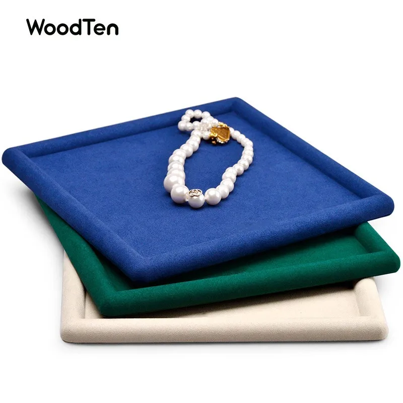 

WoodTen Premium Square Microfiber Jewelry Display Tray Jewelry Organizer for Necklace Pendant Bangle Customized