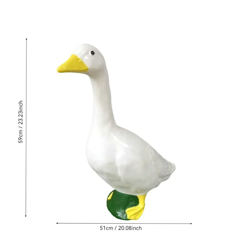 

23-Inch big white goose ornament, resin statue handicraft, home garden doorway big white duck decoration