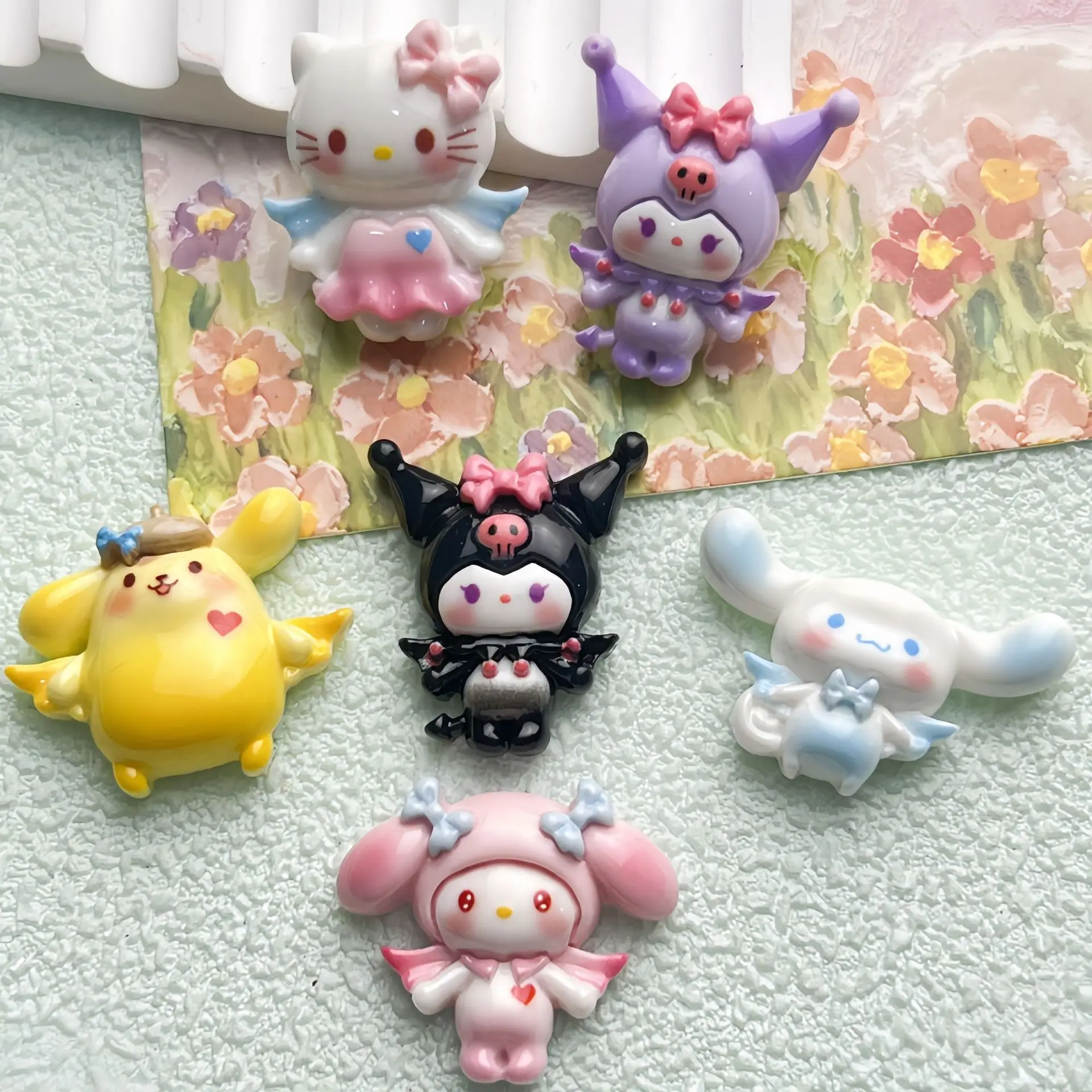 

Sanrio's new cartoon love angel wings, small European cream glue DIY accessories, phone cases, hair clips, holes, shoes, accesso