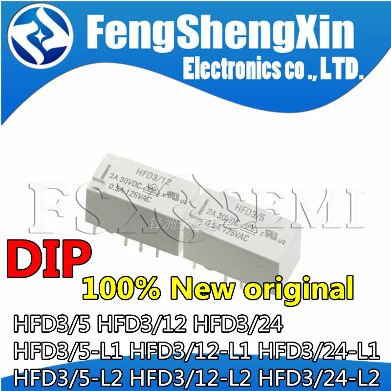 

5pcs HFD3/5 HFD3/12 HFD3/24 HFD3/5-L1 HFD3/12-L1 HFD3/24-L1 HFD3/5-L2 HFD3/12-L2 HFD3/24-L2 DIP Relay