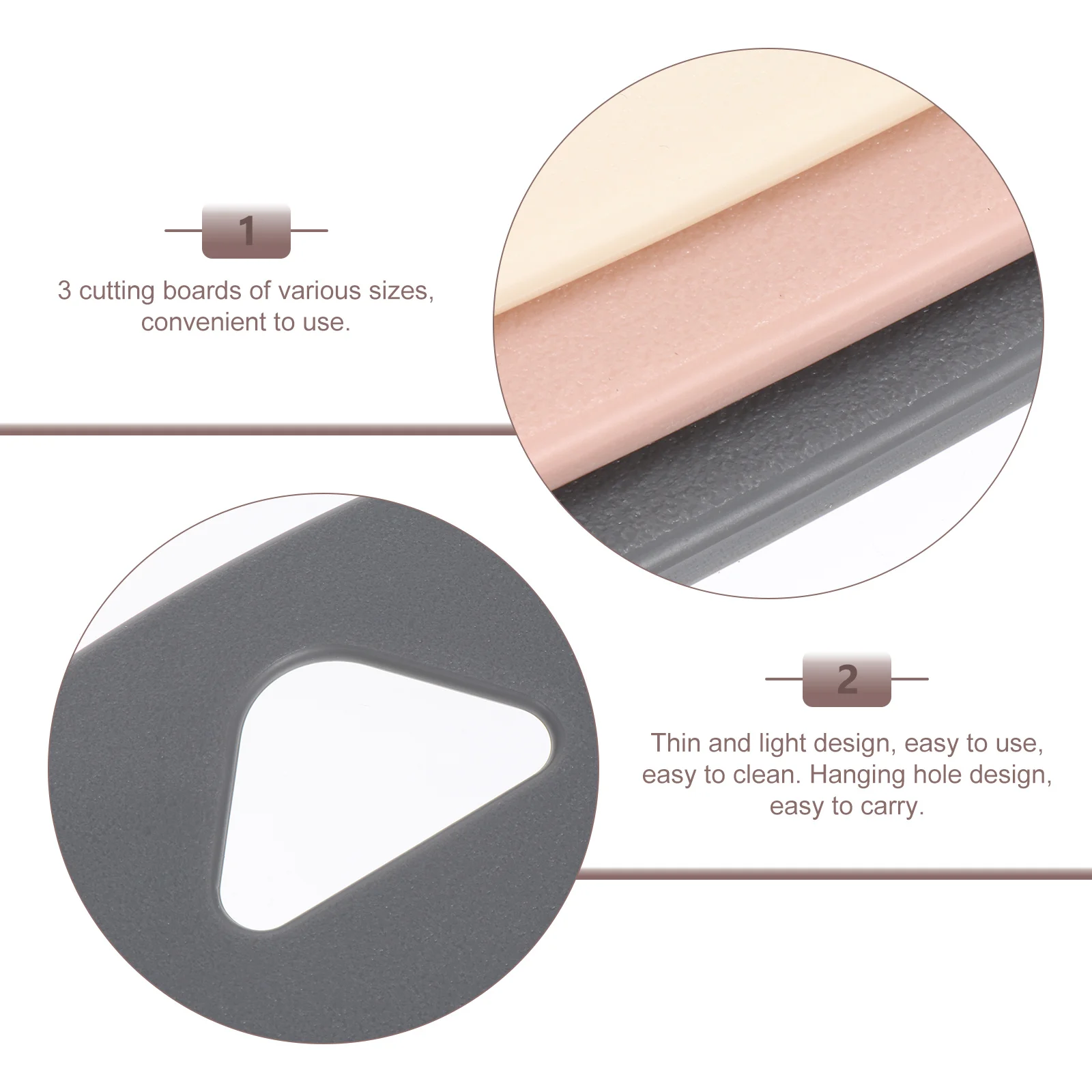 

1Set Baby Food Fruit Cutting Boards Multipurpose Smooth Kitchen Chopping Mats Thin Light Design Hanging Hole Plastic Kitchen