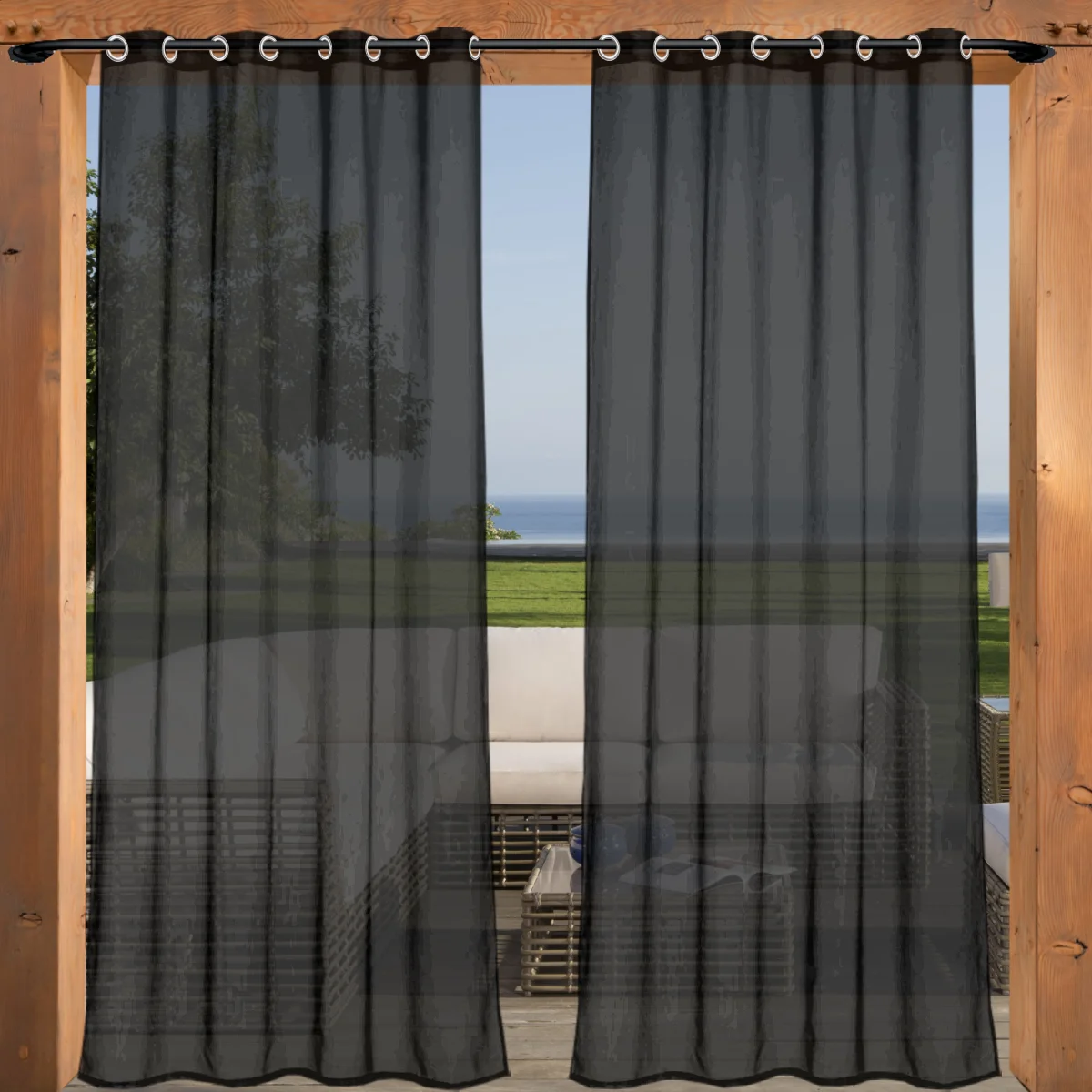 

2PC Waterproof Outdoor/indoor Light Filtering Curtain, With TopGrommet Design, For Patio Porch Gazebo, Waterproof Outdoor Garden