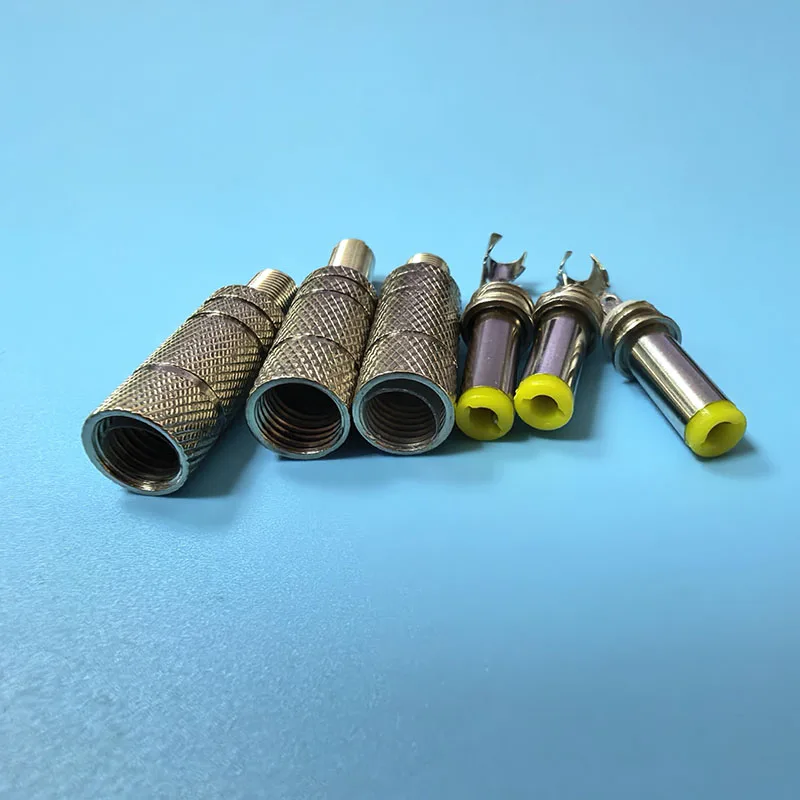 14mm Silver Metal DC male 5.5x2.1mm 5.5x2.5mm Power Male Plug Jack Adapter solder Connector with Yellow Head DC Power 5.5x2.1