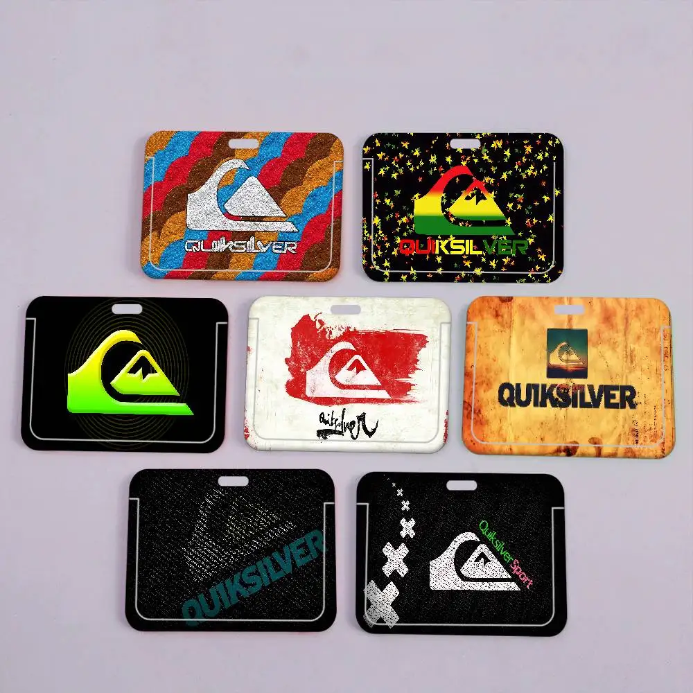 Q-QuiksilverS Logo 1 unidad Porta tarjetas de identificación de trabajo, Porta credenciales de negocios, Porta tarjetas con cordón, para hombres y mujeres, Estuche de identificación profesional