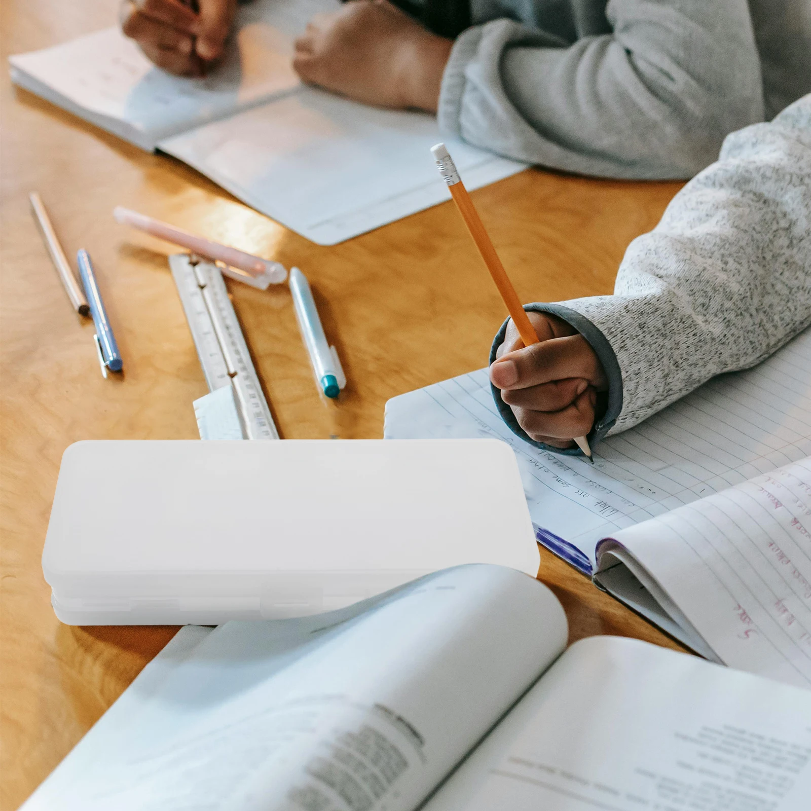 

Pencil Case Double-layer Box Office Supply Organizer Large Capacity Stationery Transparent for Kids Student