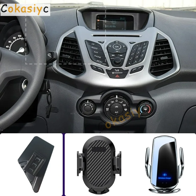 Suporte de telefone para carro, para ford ecosport 2013 2014 2015-2017, suporte para celular, carregamento sem fio, base fixa especial, acessórios