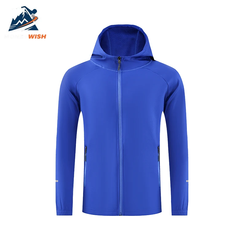 MONEYWISH سترة رياضية 2025 الخريف الشتاء في الهواء الطلق الصوف يندبروف الدافئة الدراجات هوديي الشتاء عادية الرجال التدريب سترة واقية