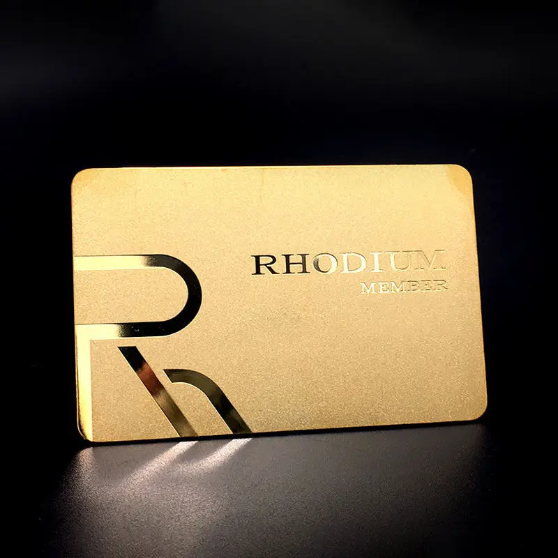 Customized laser engraving etched logo mirror stainless steel VIP membership card luxury metal business card