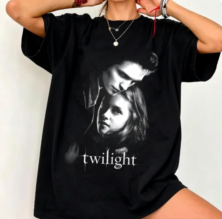 2026 Y2K Tee Casual Tops For Couple Vintage Twilight Saga Short Sleeves Print Cotton T-shirt Summer Men Women Round Neck Retro