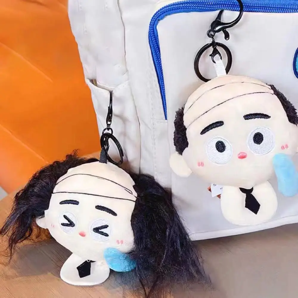 Engraçado dos desenhos animados de pelúcia chaveiro criativo macio calvície boneca pingente diy boneca de pelúcia trabalhador brinquedos de pelúcia mochila decoração