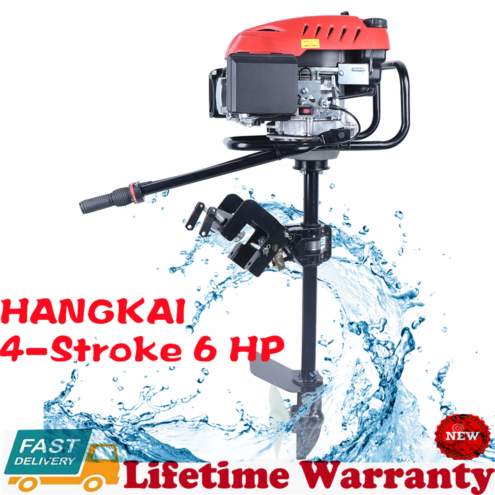 HANGKAI 4-Stroke 6 HP Outboard Motor Heavy Duty Boat Engine Air Cooling System Outboard engine