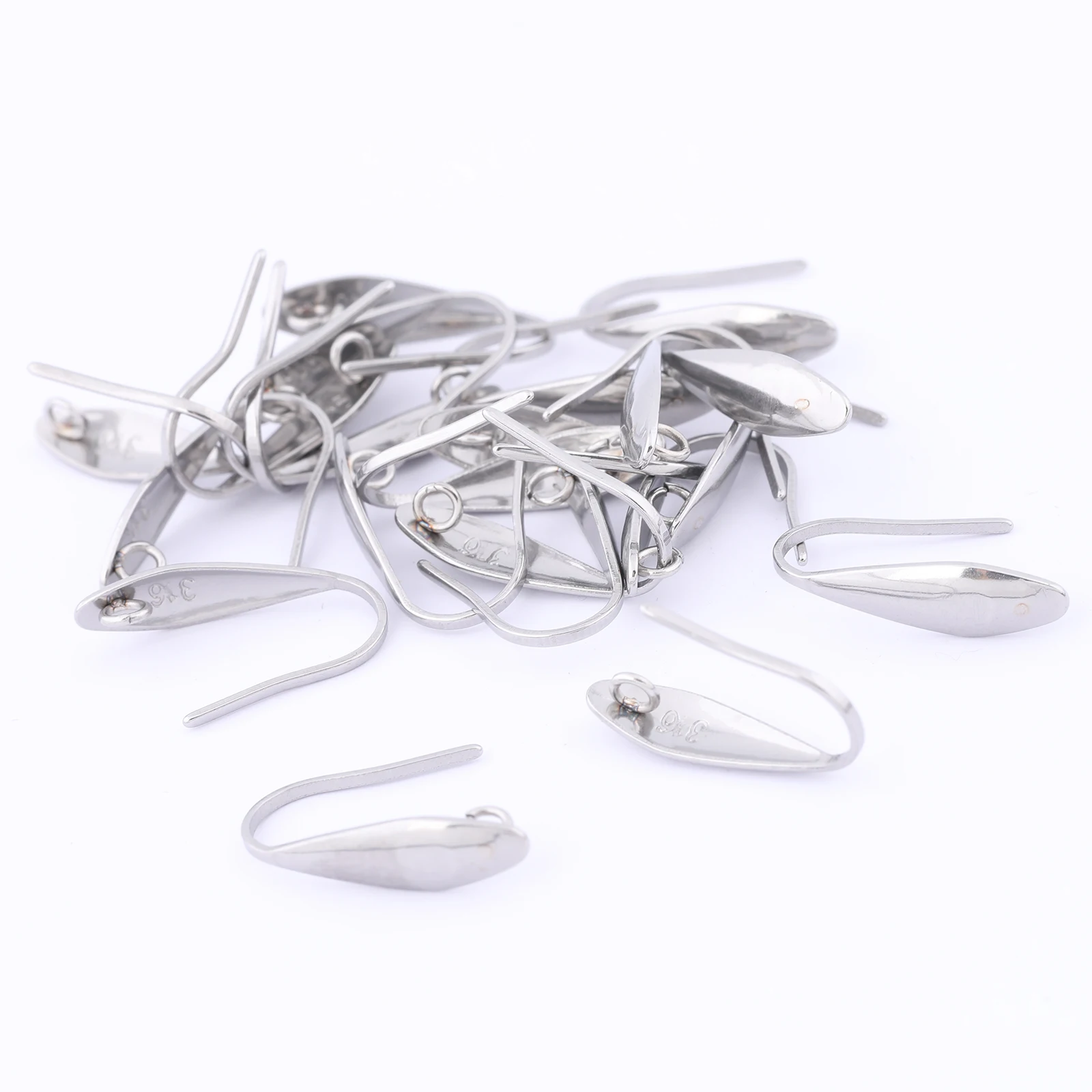 50pcs Surgical Steel Hypoallergenic Earring Hooks Diy Ear Wire Connector Findings For Jewelry Making Supplies 12x17mm