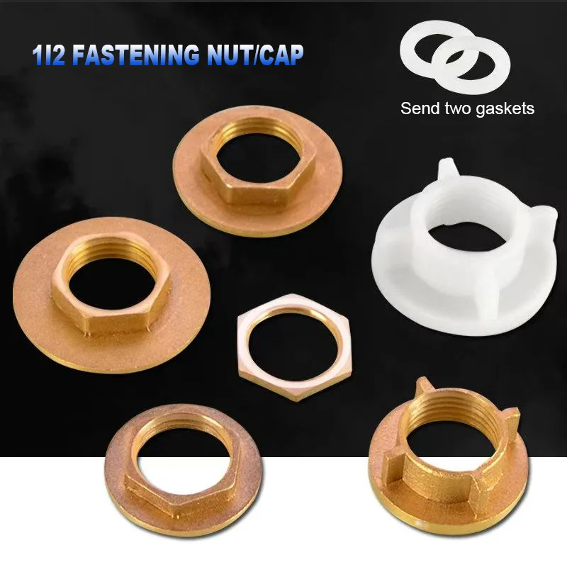 DN15 Copper Female Tooth Locking Nut 1/2'' Base Fixed Flange Hexagon Nut Water Tap Pipe Connector for Bathroom Kitchen Hardware