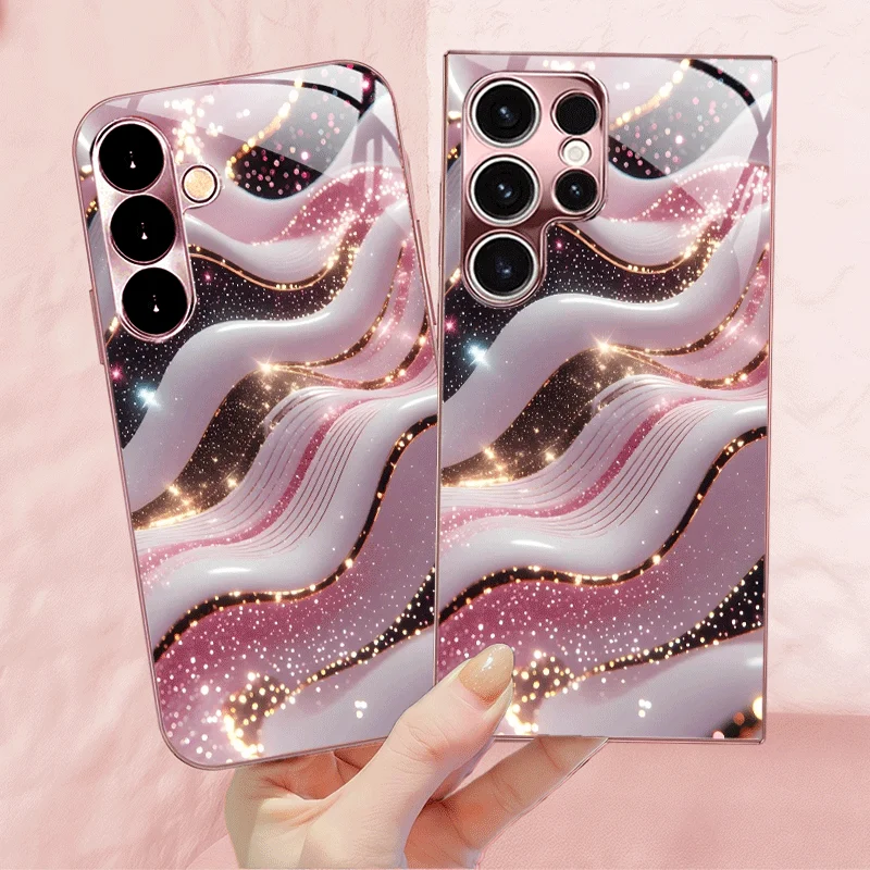 Texture New Exquisite luxury High-end PhoneCase Glass PhoneCase for Samsung Galaxy S26 S25 S24 S23 S22 S21 FE,Ultra,Plus